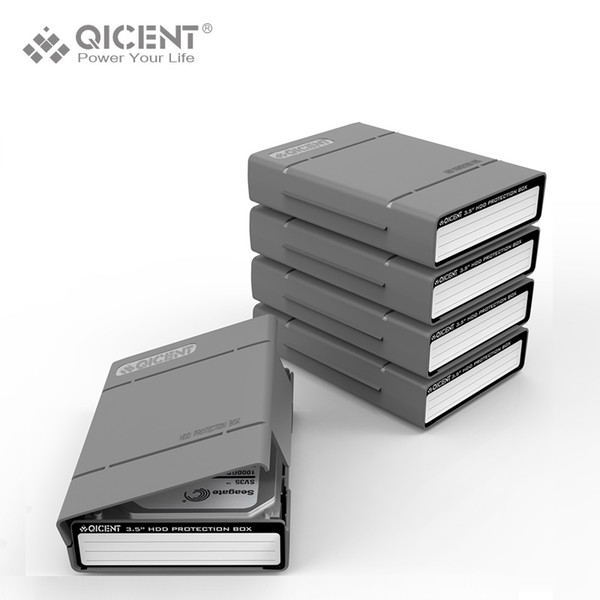 Wholesale- QICENT 5Psc/lot Portable 3.5'' External SATA IDE SAS Hard Drive Storage Protective Case Cover - Gray