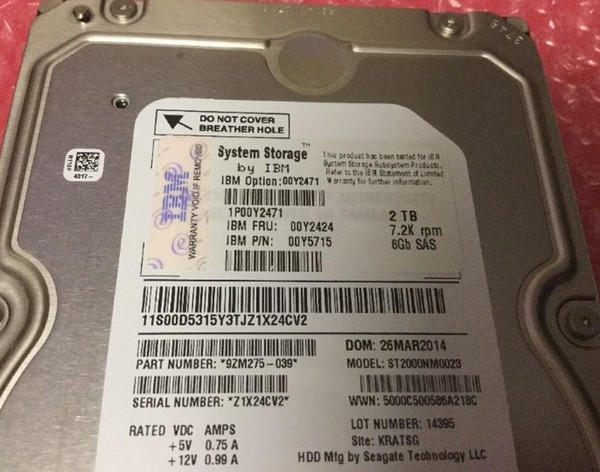 100% Hard Drives for IBM V3500 V3700 00Y2471 00Y2424 00MJ125 2TB 7.2K 3.5 SAS