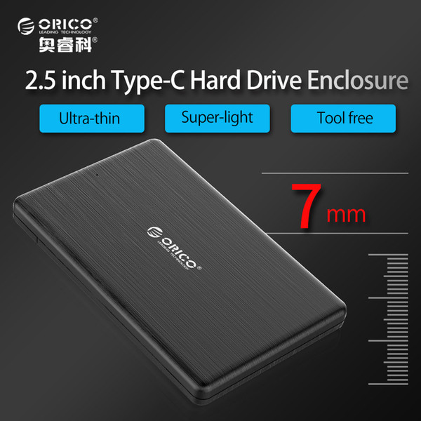 ORICO HDD Enclosure 2.5 Inch USB3.1 Type-c 5Gbps Exernal Hard Drive Disk HDD Case Caddy Tool Free for 7.5mm SSD Support UASP