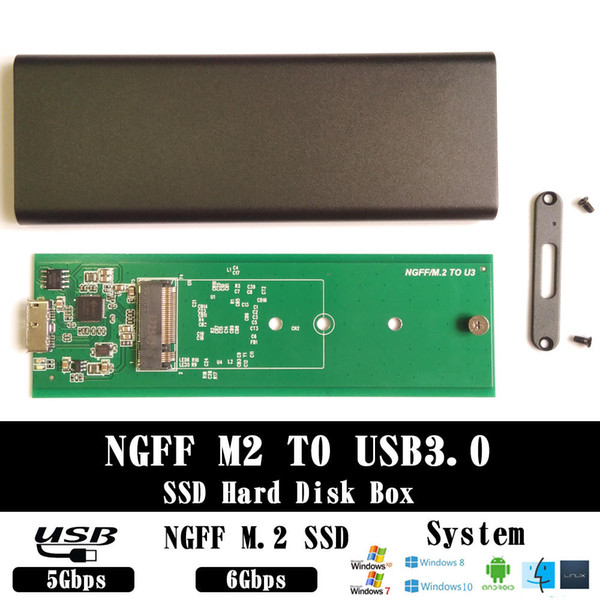 M.2 NGFF SATA SSD 6Gbps to USB3.0 5Gbps,M.2 SATA SSD mobile hard disk box,M2 to usb adapter,External Hard Drive, B key B+M Key