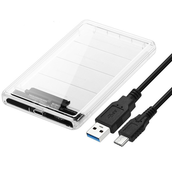 Protocol Hard Drive box clear cover 2.5-inch Transparent USB3.1 Type-C to SATA HDD Enclosure Supports 2TB 5 Gbps UASP