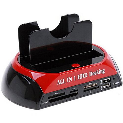 CAA-SATA IDE All-In-One Dual HDD Docking Station With USB Hub red black