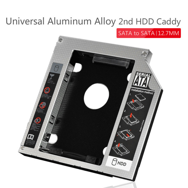 New 12.7mm Aluminum Metal Material 2nd HDD Caddy SATA To SATA 2.5