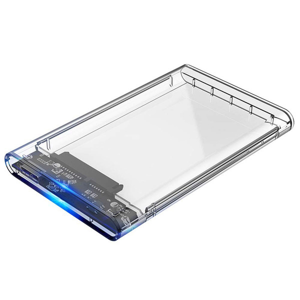 USB3.0 External Hard Drive Enclosure Clear 2.5 SATA to USB3 UASP Portable SSD Hard Drive Case Max 2T HDD Tool-Free Transparent Compatible