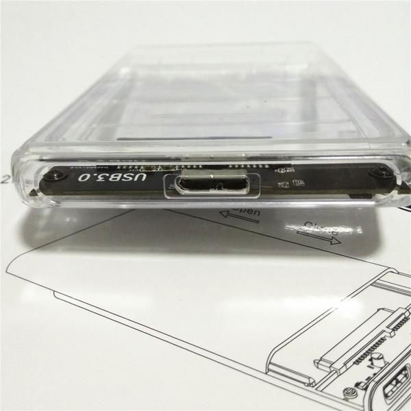 USB 3.0 Transparent 2.5 inch Hard Drive Enclosure External HDD case tool free