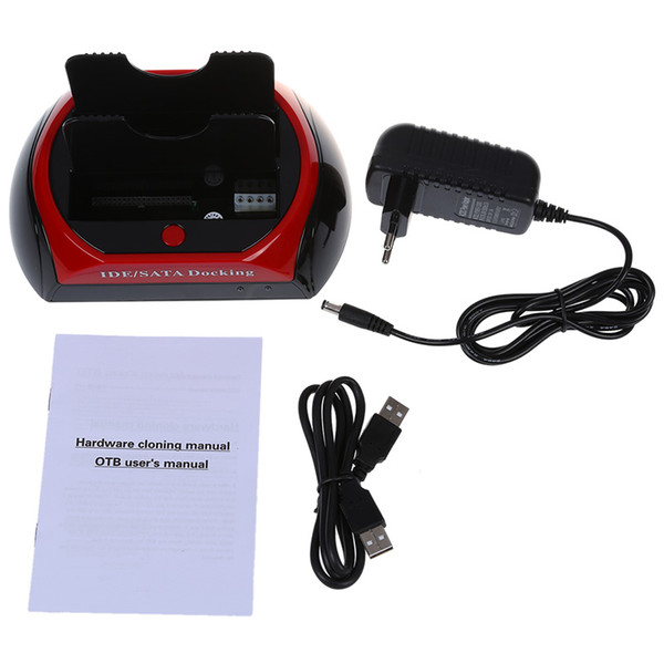 Wholesale- YOC-Docking station Dual HDD docking station hot plug a backup key - Combatible with USB 2.0, IDE / SATA 2.5 