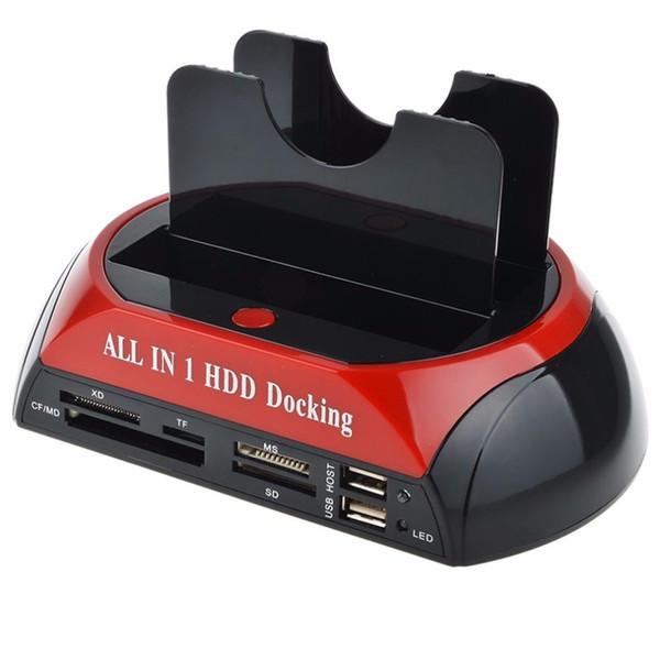 HDD Docking Station Dual USB 2.0 2.5/ 3.5 Inch IDE SATA External HDD Box Hard Disk Drive Enclosure Card Reader EU Plug