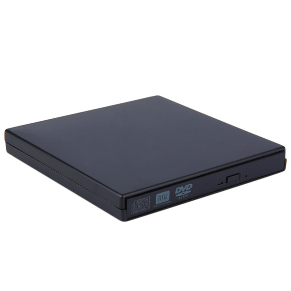 Freeshipping NEW Portable USB 2.0 DVD CD DVD-Rom External Case Slim for Laptop Notebook Black External Hard Drive Disk Enclosure