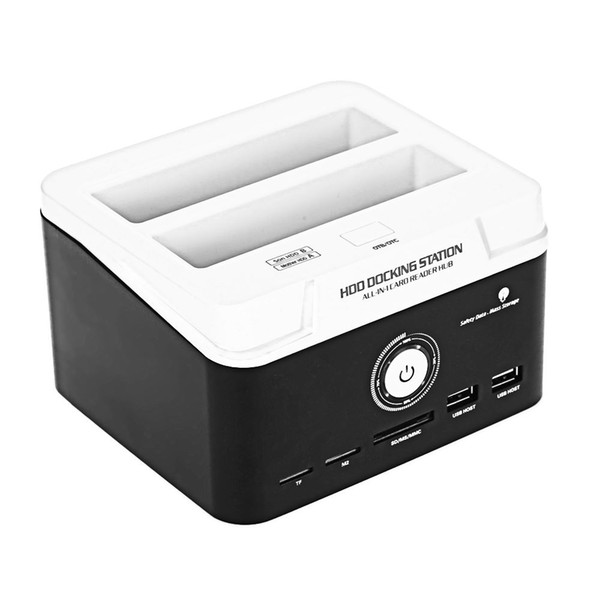 USB 3.0 to SATA I/II/III Dual Bay External Hard Drive Docking Station with Offline Clone Function for 2.5 inch/ 3.5 inch HDD SSD