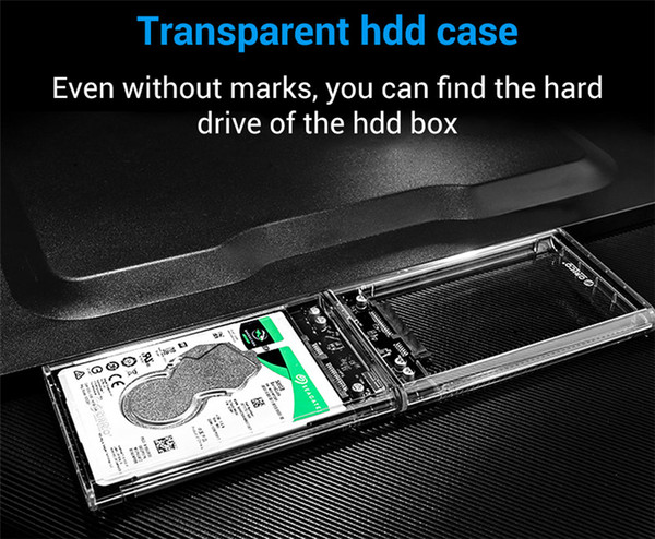 Quick Speed Transparent USB3.0 To Sata 3.0 HDD Case Tool Free 5 Gbps Support 2TB UASP Protocol Hard Drive Enclosure