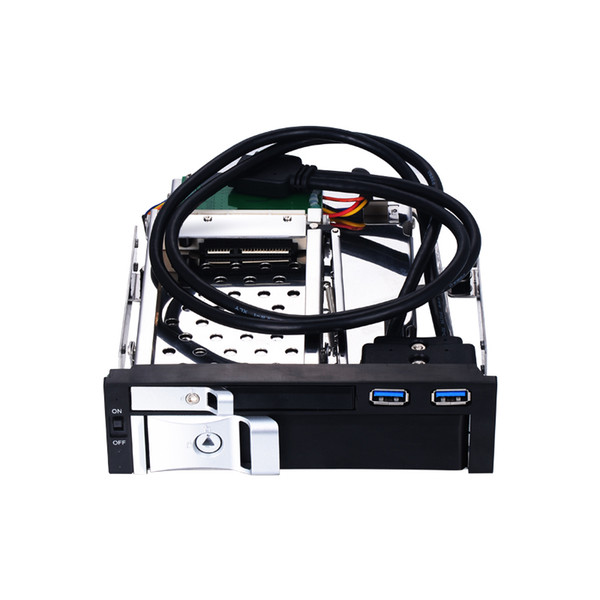 5.25 inch SATA internal hdd mobile rack with two USB3.0 port with hot-swap enclosure for 5.25 optical pc bay trayless