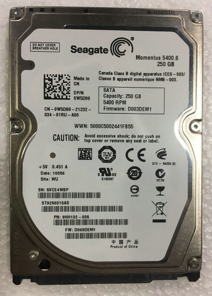 100% Tested Work Perfect for Original Seagate ST9250315AS 250G 5400 .6 8M