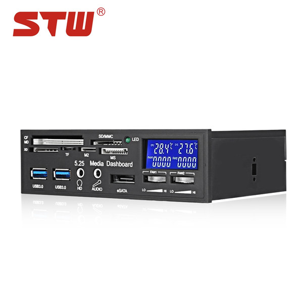 STW STW - 3008 Multifunctional Desktop Optical Drive Fan Controller with Card Reader USB 3.0 Port LCD Display