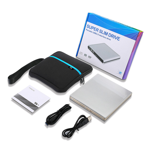External USB DVD drive DVD-RW/CD-RW Burner slim Optical Drive CD DVD ROM player Writer For Windows 7/8/10 MAC OS linux+drive bag