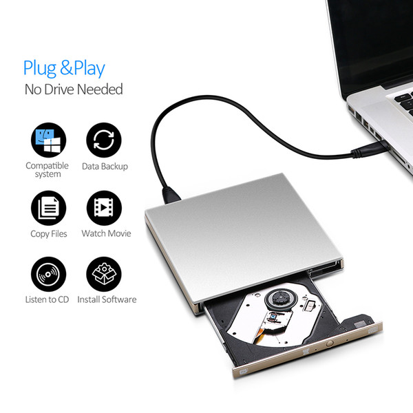 External USB DVD drive DVD-RW/CD-RW Burner slim Optical Drive CD DVD ROM player Writer For Windows 7/8/10 MAC OS linux+drive bag