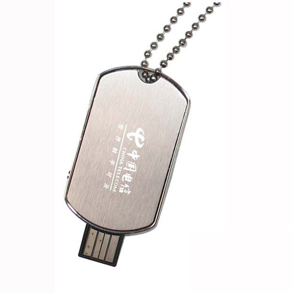 10 Piece No Logo 4GB 8GB Metal Chest card USB Drives Brand New Capacity Enough U Disk USB2.0 Flash Drive Metal Necklace USB Memory Stick