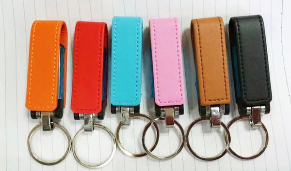 10 Piece 4GB 8GB No logo New Leather USB Flash Drives Leather USB Flash Memory Stick USB2.0 Metal Key Ring Leather U Disk