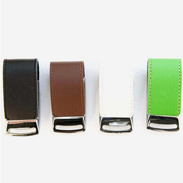 10 Piece 16GB 32GB No logo Leather U Disk Leather USB Key USB3.0 Metal Key Ring Leather USB Flash Drive