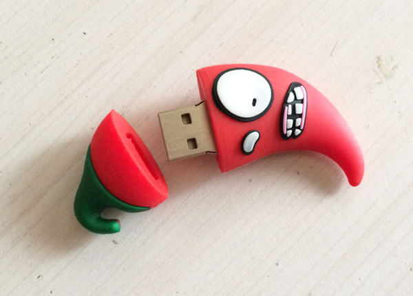 10 Piece 4GB 8GB No Logo PVC Red pepper USB Flash Drives Brand New Plastic Mini Cartoon Red pepper U Disk USB2.0