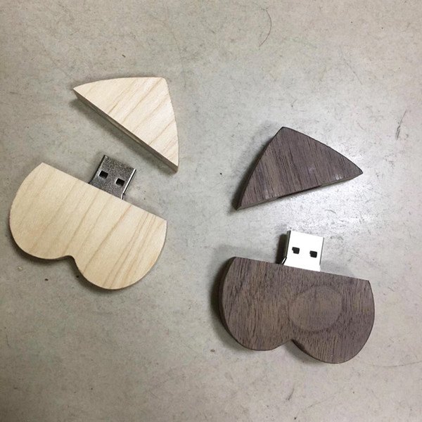 10 Piece 4GB 8GB No logo Wood Heart-shaped USB Drives Brand New Key Capacity Enough U Disk USB Flash Drive Heart-shaped USB Key USB2.0