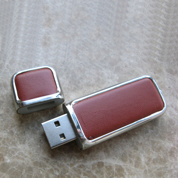 10 Piece 4GB 8GB No logo New Leather U Disk Leather USB Flash Stick USB2.0 Metal Key Ring Leather USB Disk