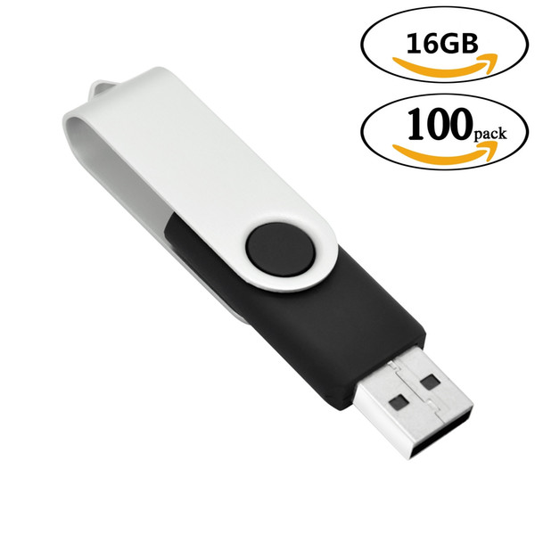 Black Bulk 100PCS Rotating USB 2.0 Flash Drives Thumb Pen Drive 64MB-32GB Memory Sticks Thumb Storage for Computer Laptop Macbook Tablet