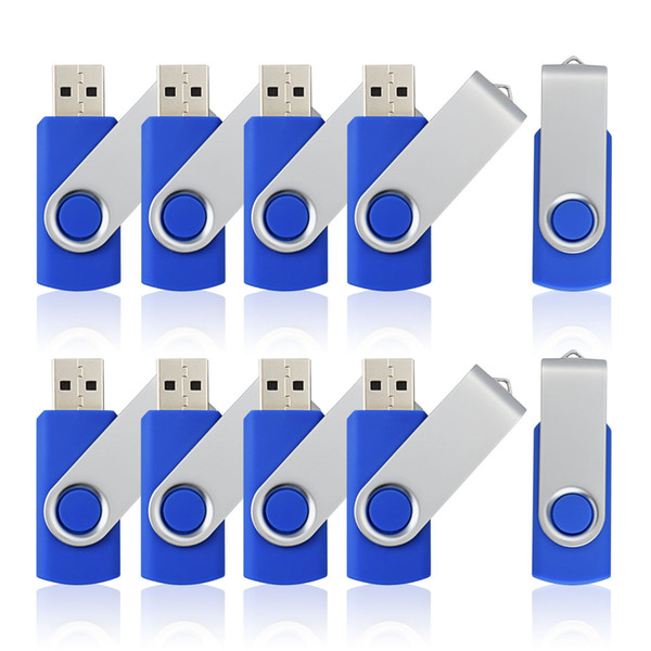 Bulk 10PCS 16GB USB Flash Drives Swivel Thumb Pendrives USB 2.0 Rotating Memory Sticks True Storage for Computer Laptop Free Shipping