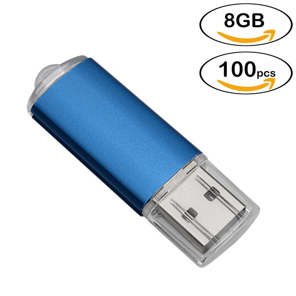 Wholesale 100pcs Rectangle USB Flash Drives 8GB Flash Pen Drive High Speed Thumb Memory Stick Storage for Computer Laptop Tablet Multicolors