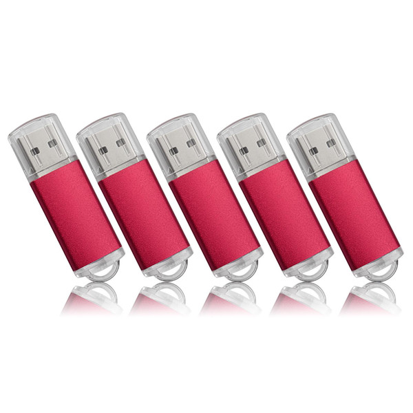 Red 5PCS/LOT Rectangle USB 2.0 Flash Drive Flash Pen Drive High Speed Memory Stick Storage 1G 2G 4G 8G 16G 32G 64G for PC Laptop Thumb Pen