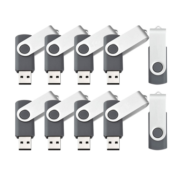 Gray Bulk 10PCS Metal Rotating USB 2.0 Flash Drive Pen Drive Thumb Memory Stick 64M 128M 256M 512M 1G 2G 4G 8G 16G 32G for PC Laptop Mac