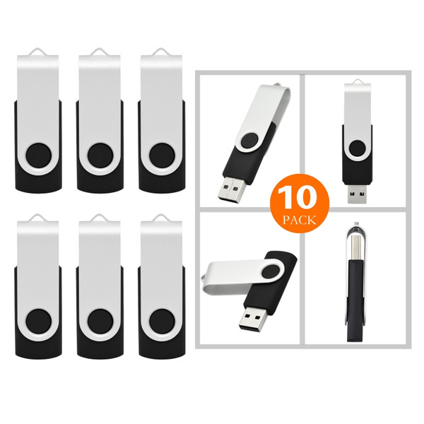 10X Black 16GB USB 3.0 Flash Drives Metal Rotating Flash Pen Drive Thumb Memory Stick Enough Storage for Computer Macbook Tablet Laptop