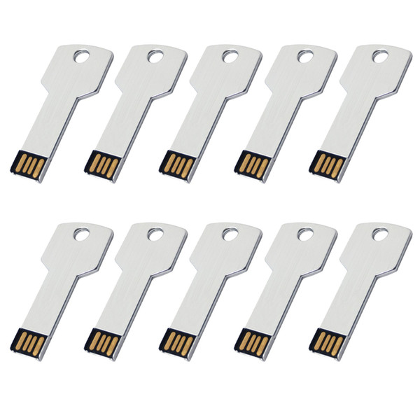 Free Shipping 10PCS/Lot USB Flash Drives 4GB Metal Key Design Shaped USB Memory Sticks for Computer Data Storage