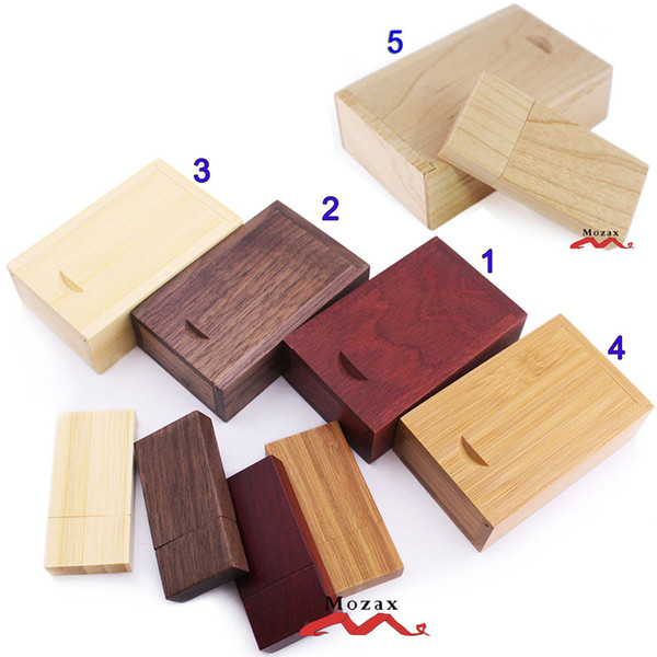 10PCS 1GB 2G 4GIGA 8GB 16GB Wood Memory Flash USB Drives 2.0 True Storage Wooden Pendrives Sticks + Case Suit for Customize Logo