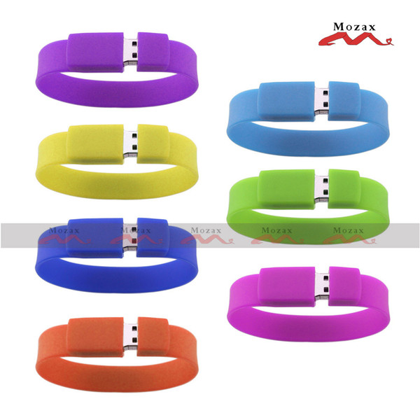 100PCS 128MB/256MB/512MB/1GB/2GB/4GB/8GB/16GB PVC USB Drive Rubber Memory Flash Silicone Bracelet Pendrive Stick 2.0 Suit for Logo Print
