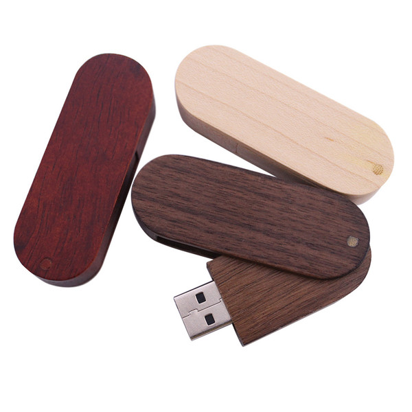 100PCS 128MB 256MB 512MB 1GB 2GB 4GB 8GB 16GB Swivel Wood USB Flash Drive 2.0 Wooden Memory Flash Pendrive Stick True Storage