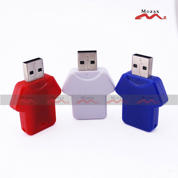Wholesales 100PCS 128MB/256MB/512MB/1GB/2GB/4GB/8GB/16GB Memory USB Flash Drive 2.0 T-shirt Design Suit for Color Logo Print