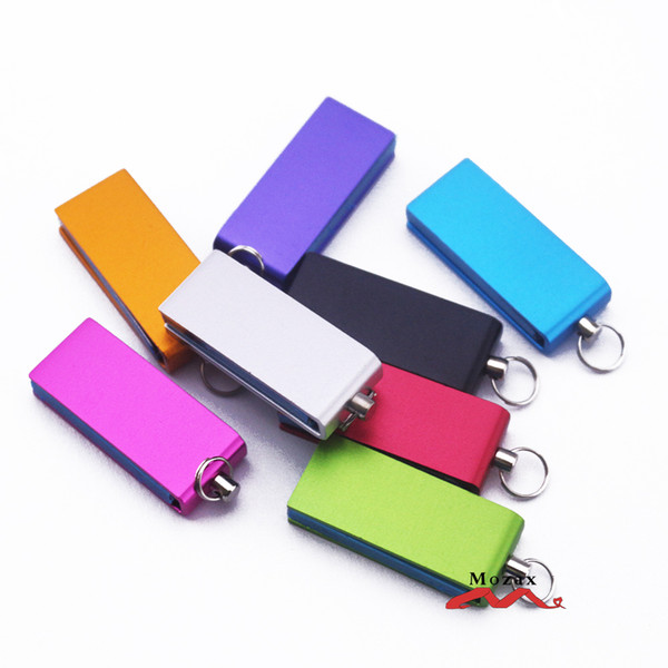 Free Personality Customized Logo 100PCS 128MB/256MB/512MB/1GB/2GB/4GB/8GB/16GB Mini Swivel Metal USB Drive Memory Flash Pendrive Sticks