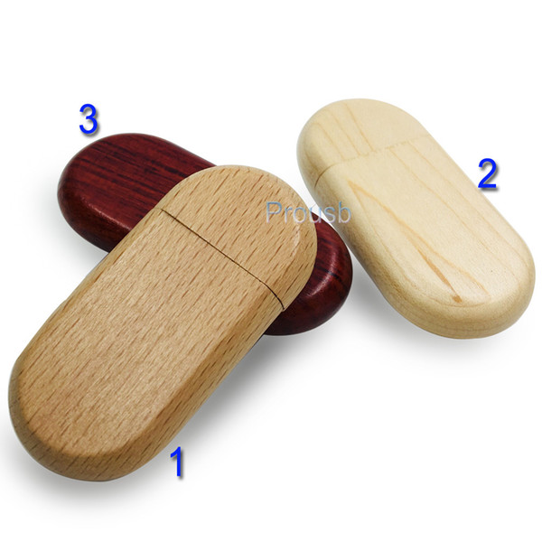 10PCS 1GB 2GB 4GB 8GB 16GB Wood Oval Memory Pendrive Sticks True Capacity USB Flash Drive 2.0 Suit for Laser Engraved Logo