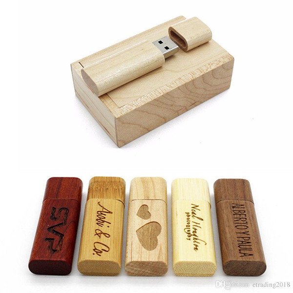 USB 2.0 Flash Drive Wooden Engraved Custom Wedding Gift Memory Stick Pen drive