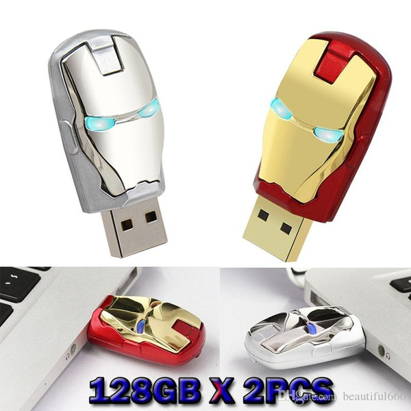 New Real Capacity Avengers iron man Led lighting pen drive usb flash drive 32GB~128GB