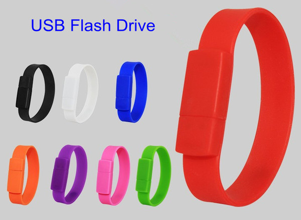 Full Capacity Silicone Bracelet Wrist Band 4GB 8GB 16GB 32GB USB 2.0 Flash Drive Pen Drive Stick U Disk Pendrives