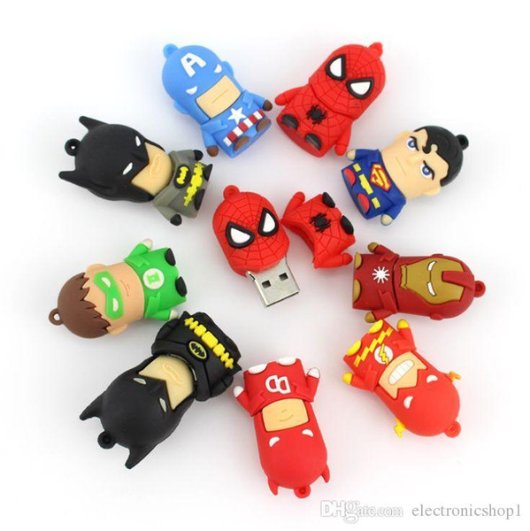 Cartoon pendrive u disk America Captain Superman Spiderman Batman pen drive Super hero 2GB 4GB 8GB 16GB USB Flash Drive U62