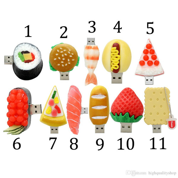 Genuine capacity 2GB 4GB 8GB 16GB USB Flash Drive plastic simulation sushi Gift Drop Shipping + Tin Box