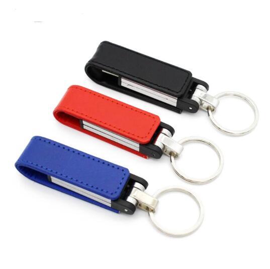 Metal Key Chain Leather USB Flash Drive 32GB 64GB USB Pendrive 2.0 U Disk Pen Drive 128GB