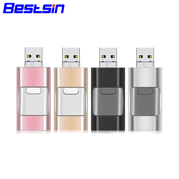 Bestsin OTG USB Flash Drive For iPhone XSMAX iPHONE XR Metalen Pendrive HD Memory Stick 8g 16g 32g 64g i-Flashdrive