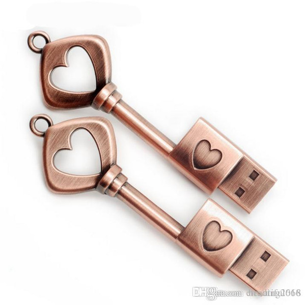 Design Real Capacity The key to love Metal USB flash drive 32GB~64GB pen drive pendrive menmory stick