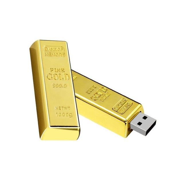 W retail Newest design golden usb flash drive pen drive 4GB 8GB 16GB 32GB 64GB Gold Bar USB 2.0 Flash memory pendrive Stick disk