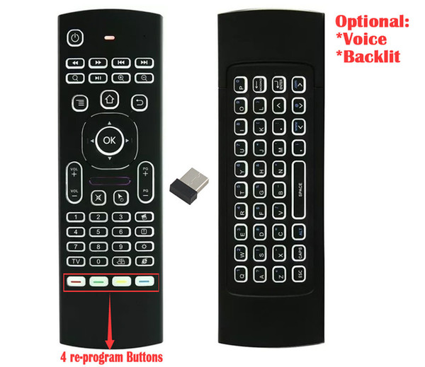 1pcs Custom Made MX3 X3 T2 backlit No microphone Mini 2.4GHz Wireless Gyroscope Keyboard Air Mouse Remote G-Sensor For STB Android TV BOX