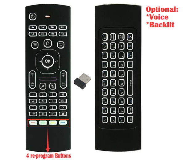 1pcs Auto Backlit/Microphone, MX3 T3 2.4GHz Mini Wireless Keyboard Air Mouse Remote G-Sensor Gyroscope For STB Android TV BOX PC