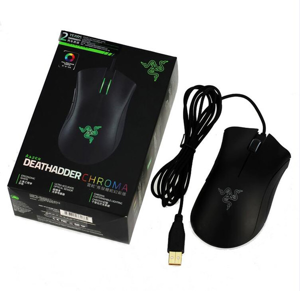 Razer Deathadder Chroma USB Wired Optical Computer Gaming Mouse 10000dpi Optical Sensor Mouse Razer Mouse Deathadder Gaming Mice free DHL